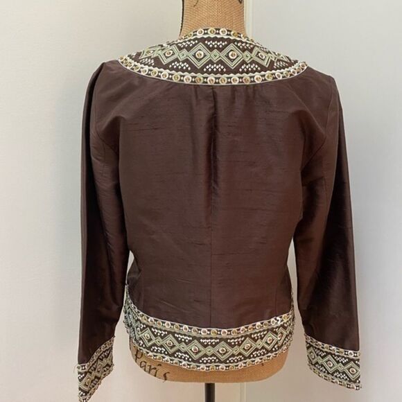 Victor Costa silk jacket embellished size 8 - Picture 6 of 8